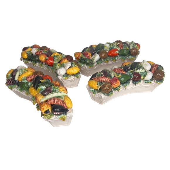 Vintage Large Italian Majolica Vegetable Topiary Centerpiece Ring 8 Piece Set - Picture 7 of 16